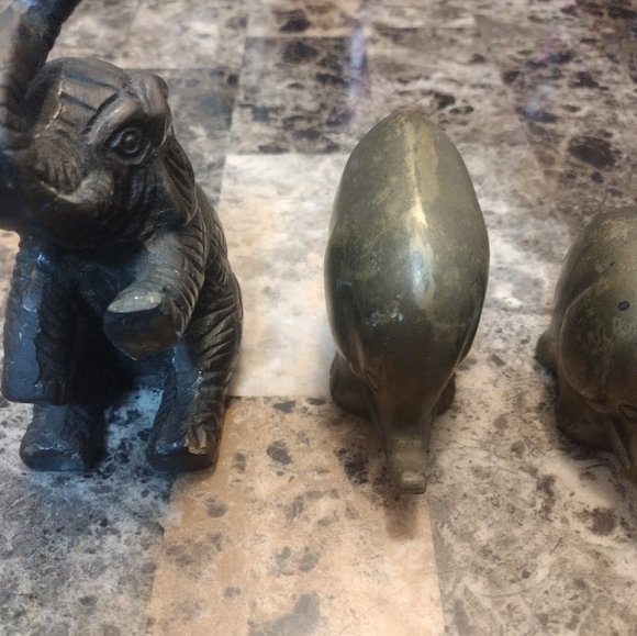 Elephant metal statues lot of three - Picture 4 of 6
